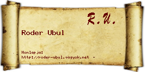 Roder Ubul névjegykártya